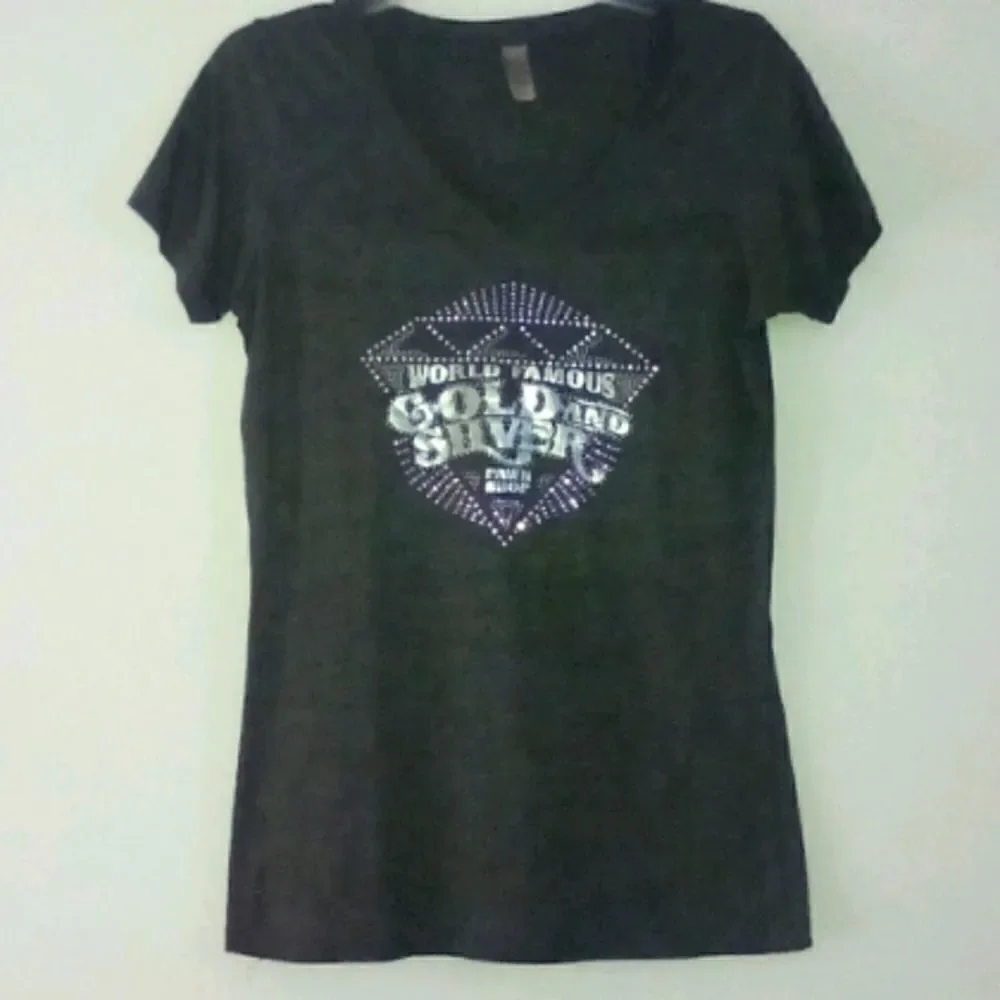 Gray Bling Dimond Design V-Neck Tee!* 3/$10 - Picture 2 of 2